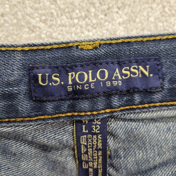 Vintage U.S. Polo Assn 32x32 Men’s Blue Jeans Light Distressed Denim Casual - Picture 3 of 10